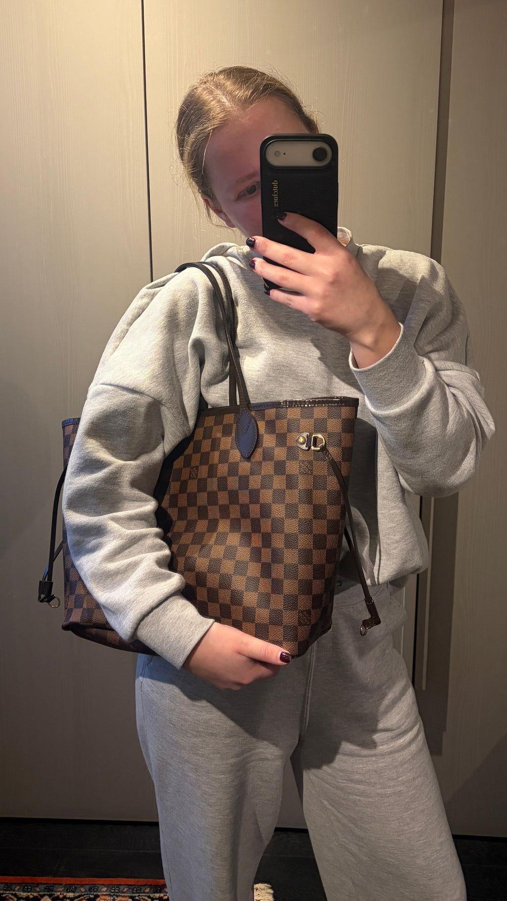 Louis Vuitton Neverfull MM Damier Ebène - Pasfoto 