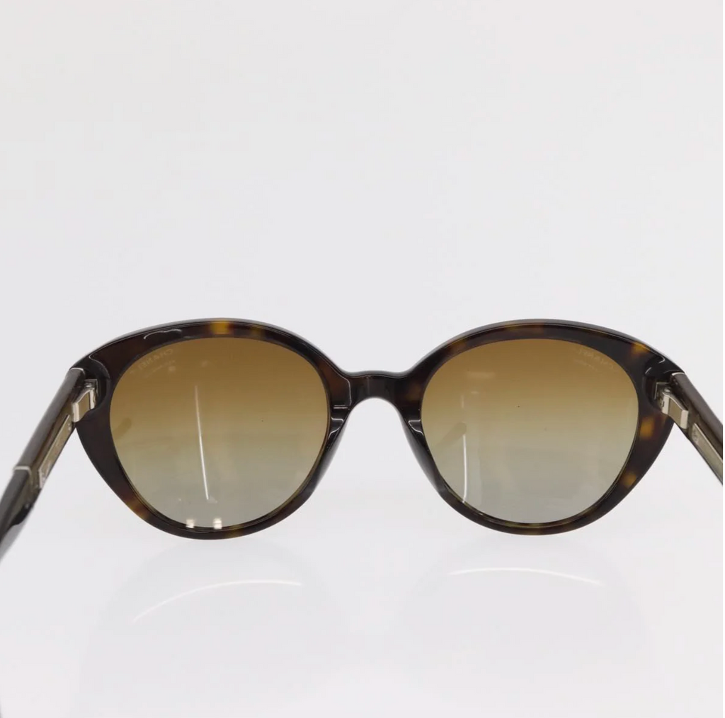 TRE47 - Chanel sunglasses plastic brown CC - 5