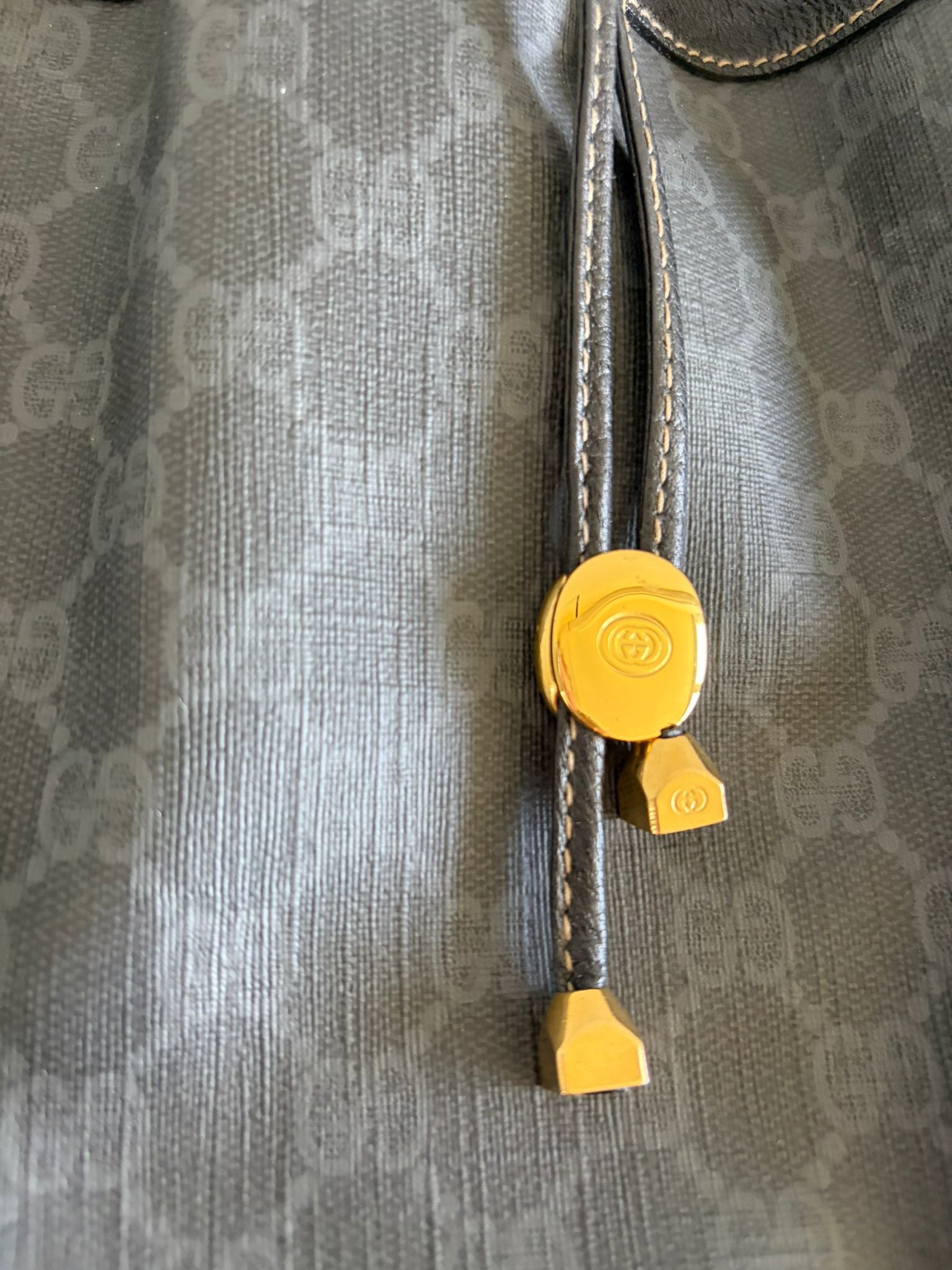 TRE75 - Gucci GG Supreme Web Sherry Line Bucket Bag - 11