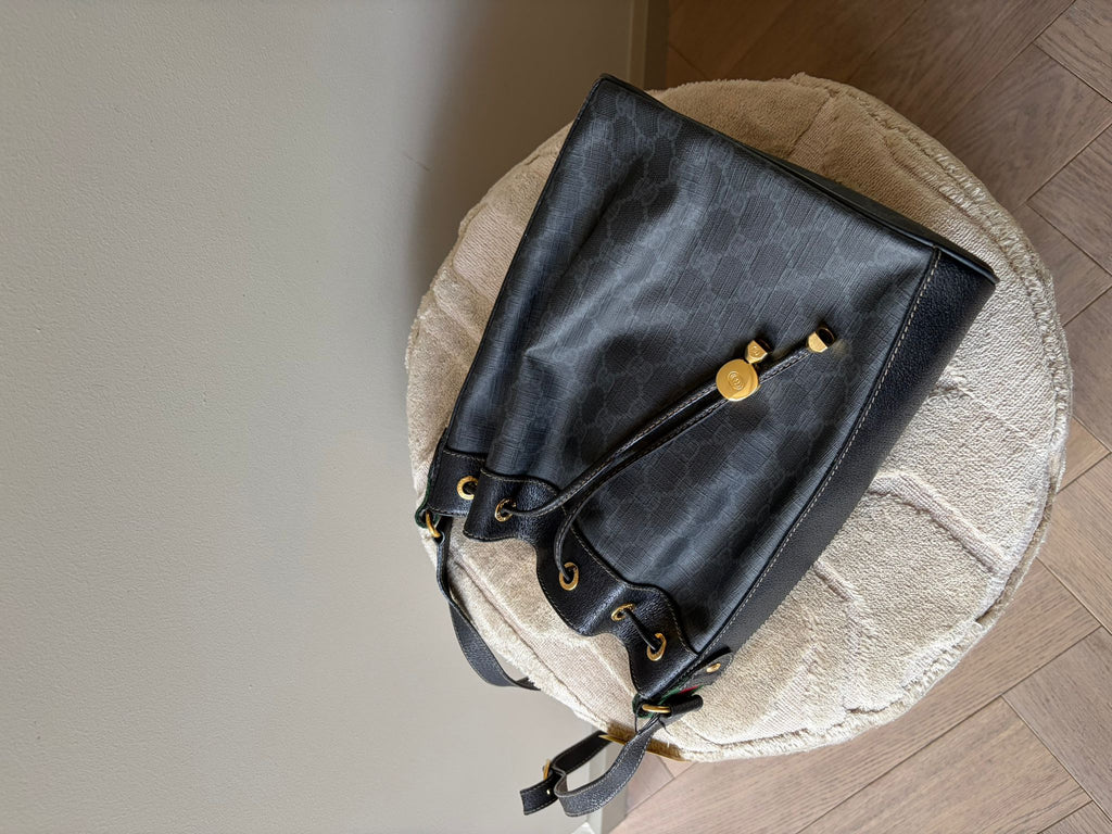 TRE75 - Gucci GG Supreme Web Sherry Line Bucket Bag - 2