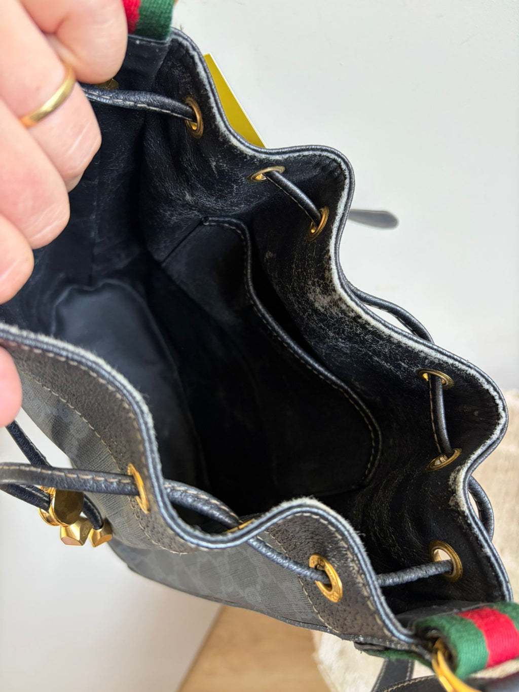TRE75 - Gucci GG Supreme Web Sherry Line Bucket Bag - 8