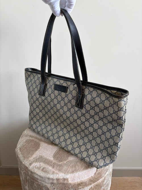TRE81 - Gucci GG Supreme tote bag black beige PVC - 1