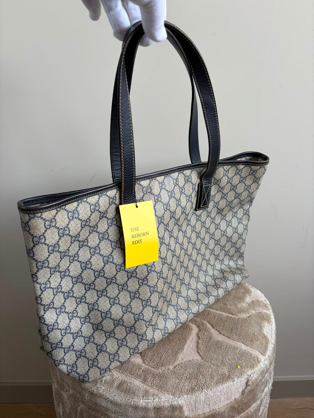 TRE81 - Gucci GG Supreme tote bag black beige PVC - 2