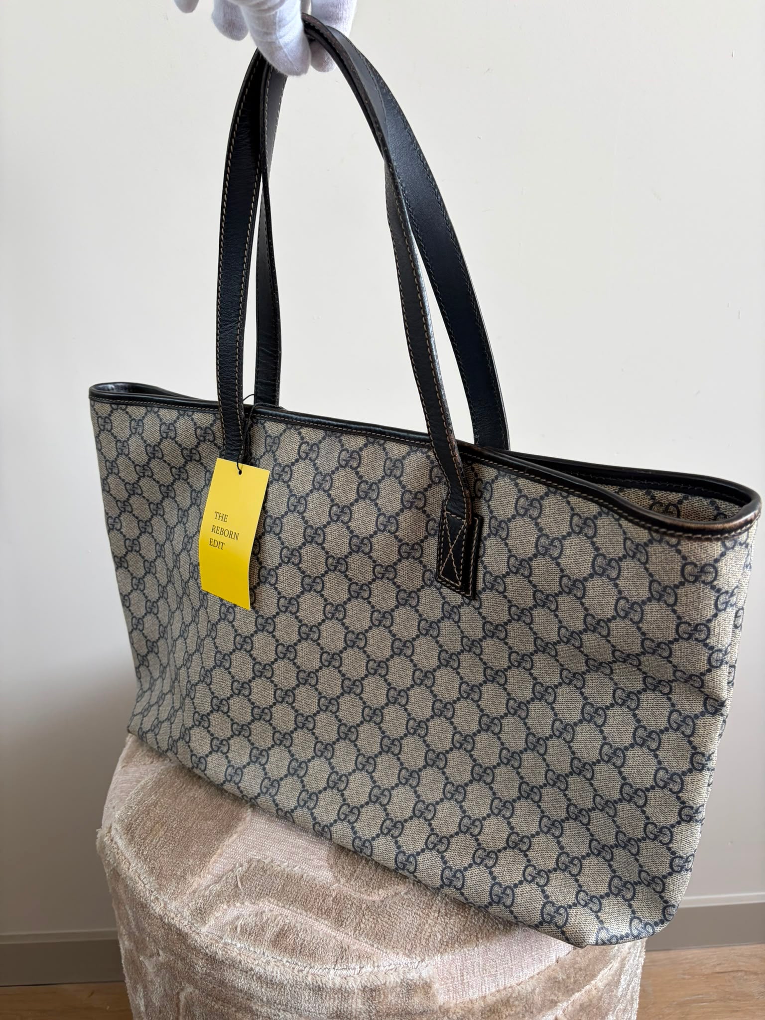 TRE81 - Gucci GG Supreme tote bag black beige PVC - 3