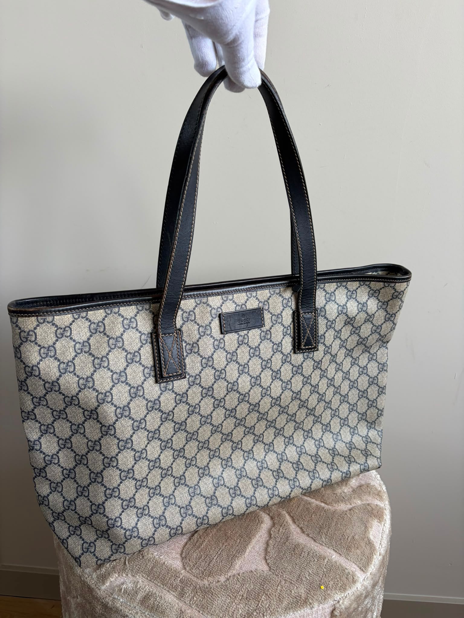 TRE81 - Gucci GG Supreme tote bag black beige PVC - 5